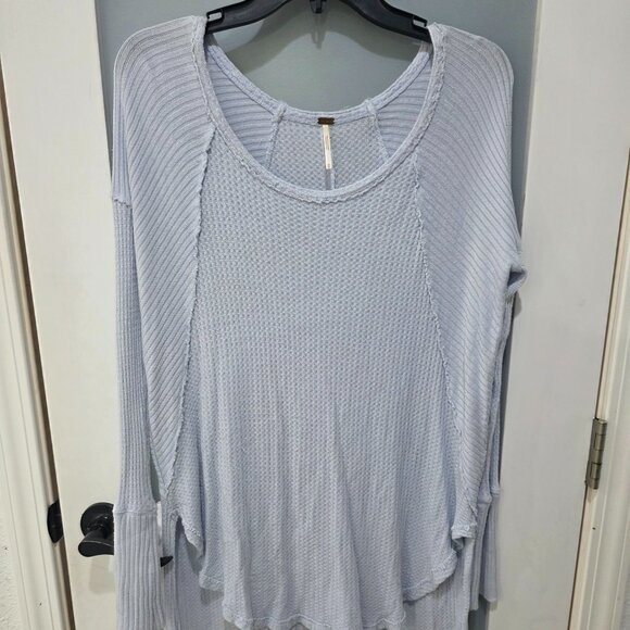 Free People Tops - Free People Blue Oversized Long Sleeve Thermal Top Women’s M